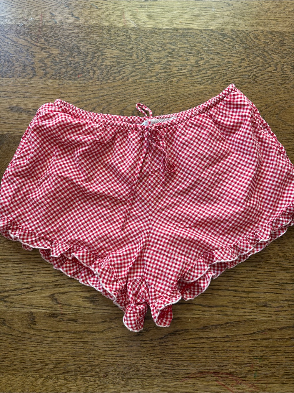 Parke x target Red Gingham Ruffle Hem Shorts